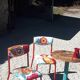 Chaise écolier tapissées avec tissu coloré
