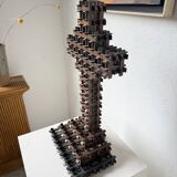 Crucifix sculpture Tramp Art 1900