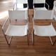 Set of 4 Cantilever Bahaus armchairs in off-white leather, chrome tubular base