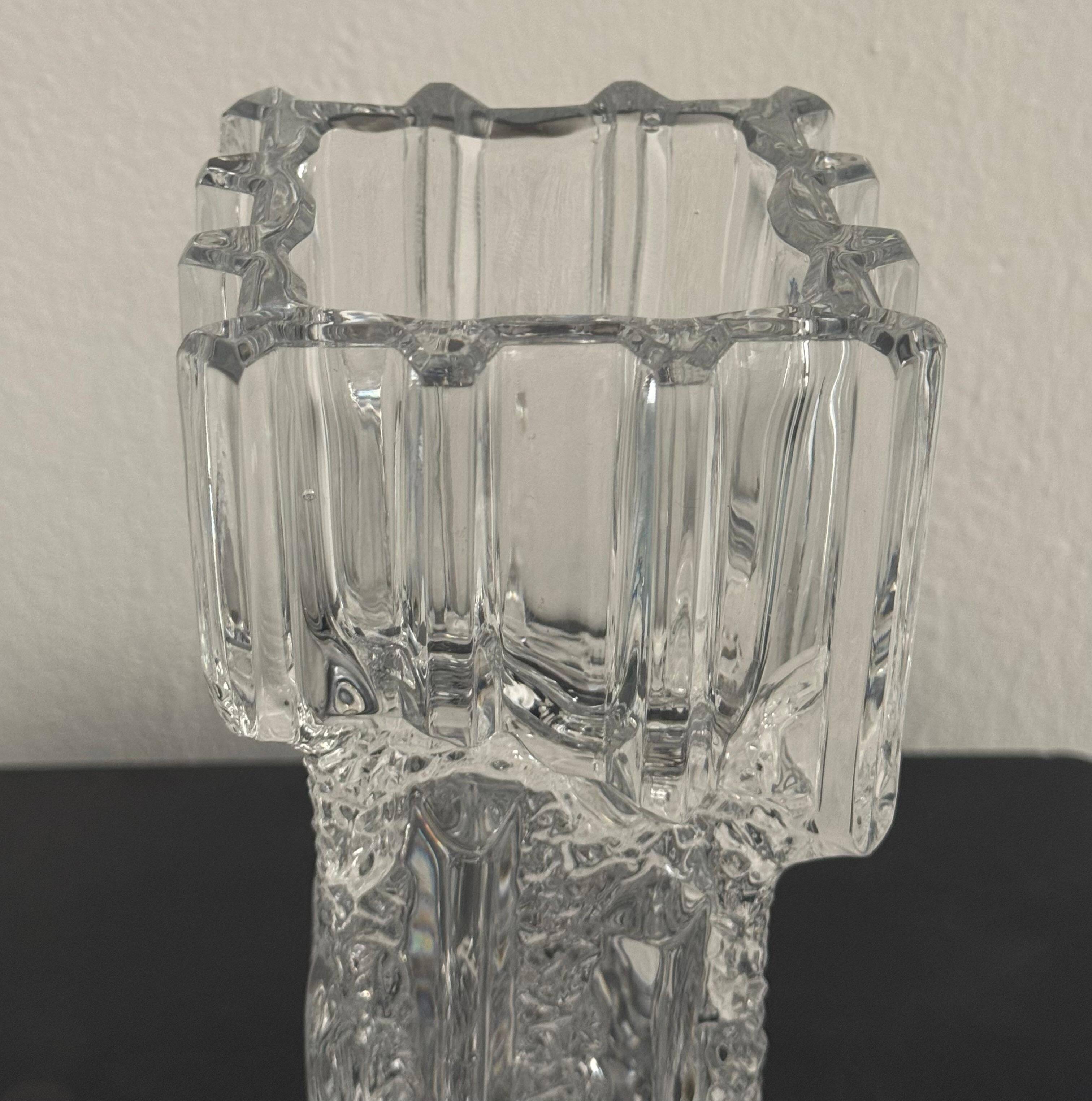 Big collectible vase with ice cube effect in glass from Limburg 1970
