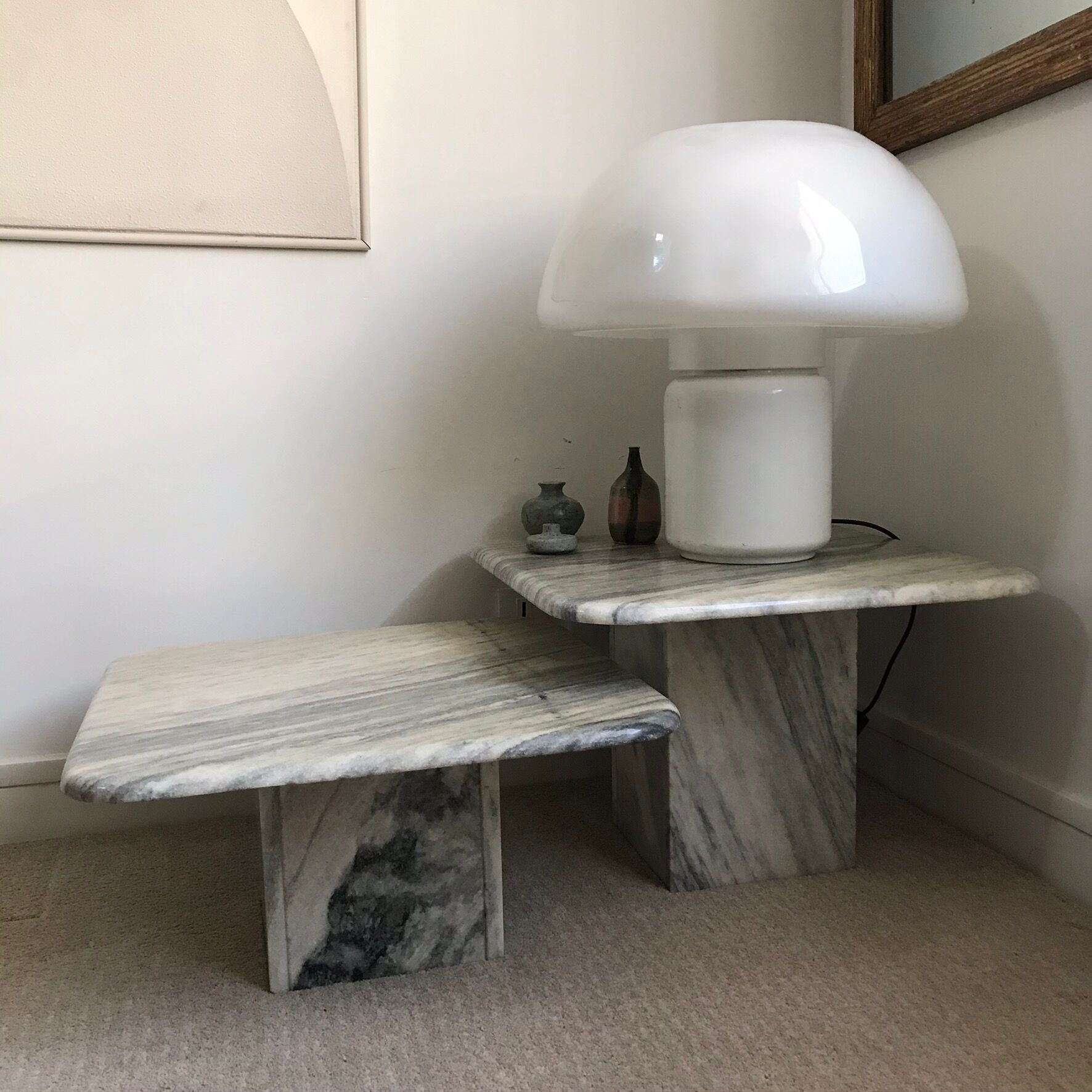 Set coffee tables in marble 1970