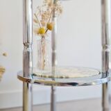 Chromed metal and marble side table, Italy, 1970s