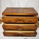 Art Deco chest of drawers in walnut magnifying glass with whiskers