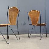 Chaises en osier par Frederick Weinberg, années 1960, lot de 6
