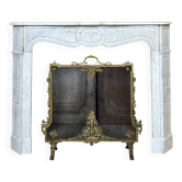 Louis XV style fireplace in white marble circa 1900