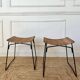 Pair of Raoul Guys stools for Airborne in wicker 1950