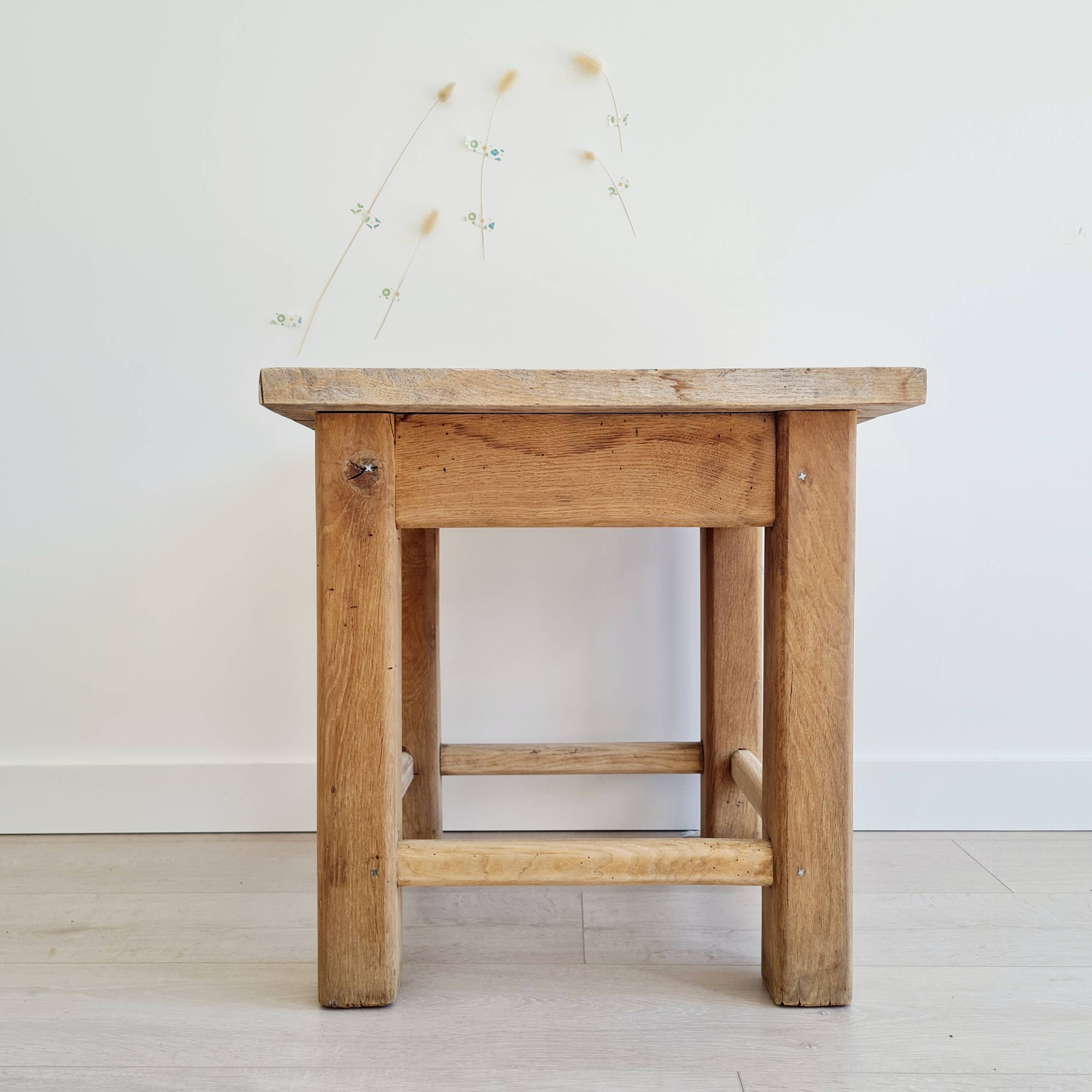 Brutalist table - oak side table