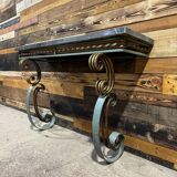 Art Deco marble and wrought iron console