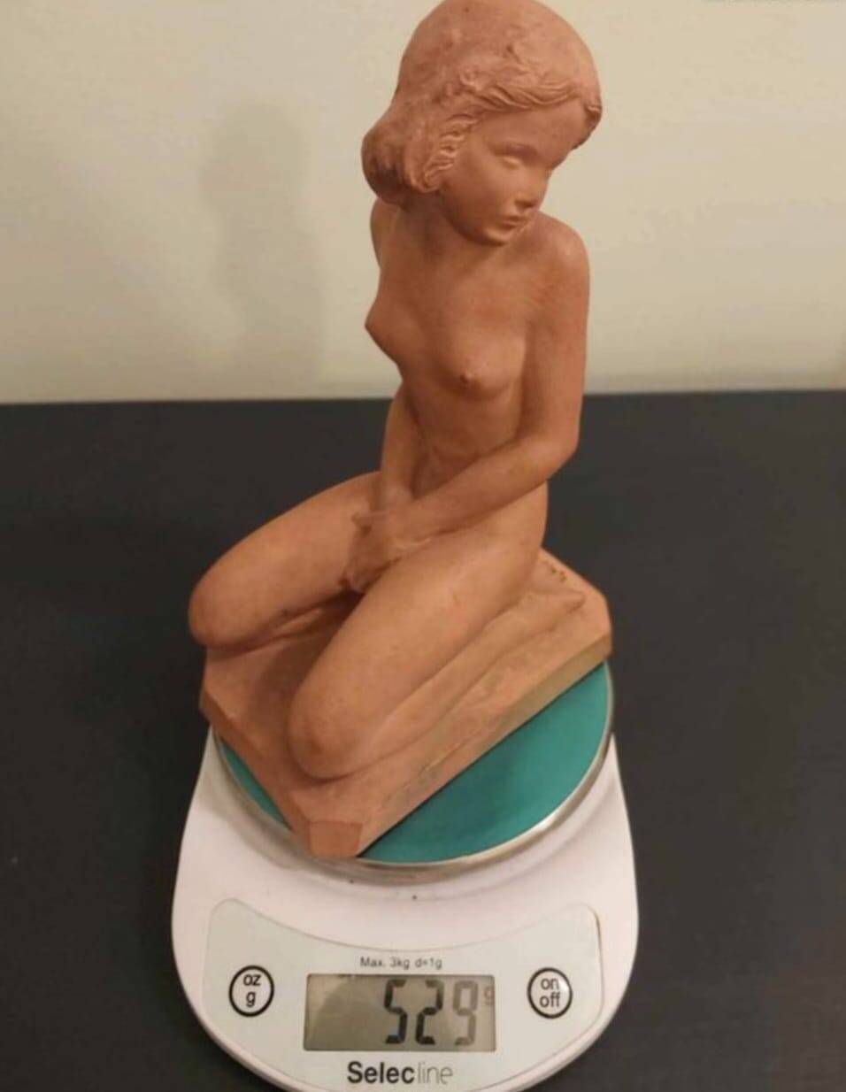 Terracotta sculpture "Kneeling Nude Woman"
