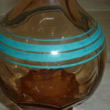 Art Deco carafe in pink transparent glass with cap
