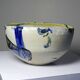 Large hand-turned stoneware salad bowl, signed, vintage from the 80s to 2000s.