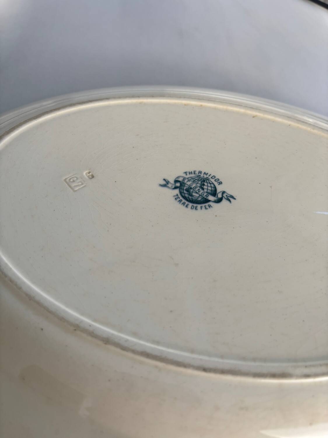 Oval iron earthenware dish, Thermidor model – S.F.G B.N.G.R. | Earthenware