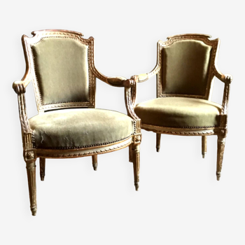 Pair of convertible armchairs Louis XVI.18th century