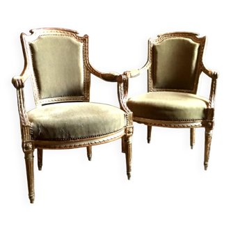 Pair of convertible armchairs Louis XVI.18th century