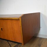 Scandinavian low teak and metal sideboard