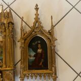 Triptyque néogothique en bois doré