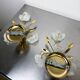 Pair of hibiscus floral sconces, frosted Murano glass, Italy, 1970s
