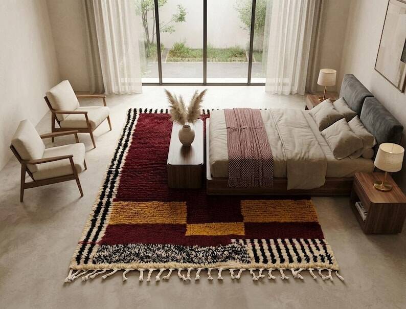 Tapis en laine pure sur mesure artisanale traditionnelle