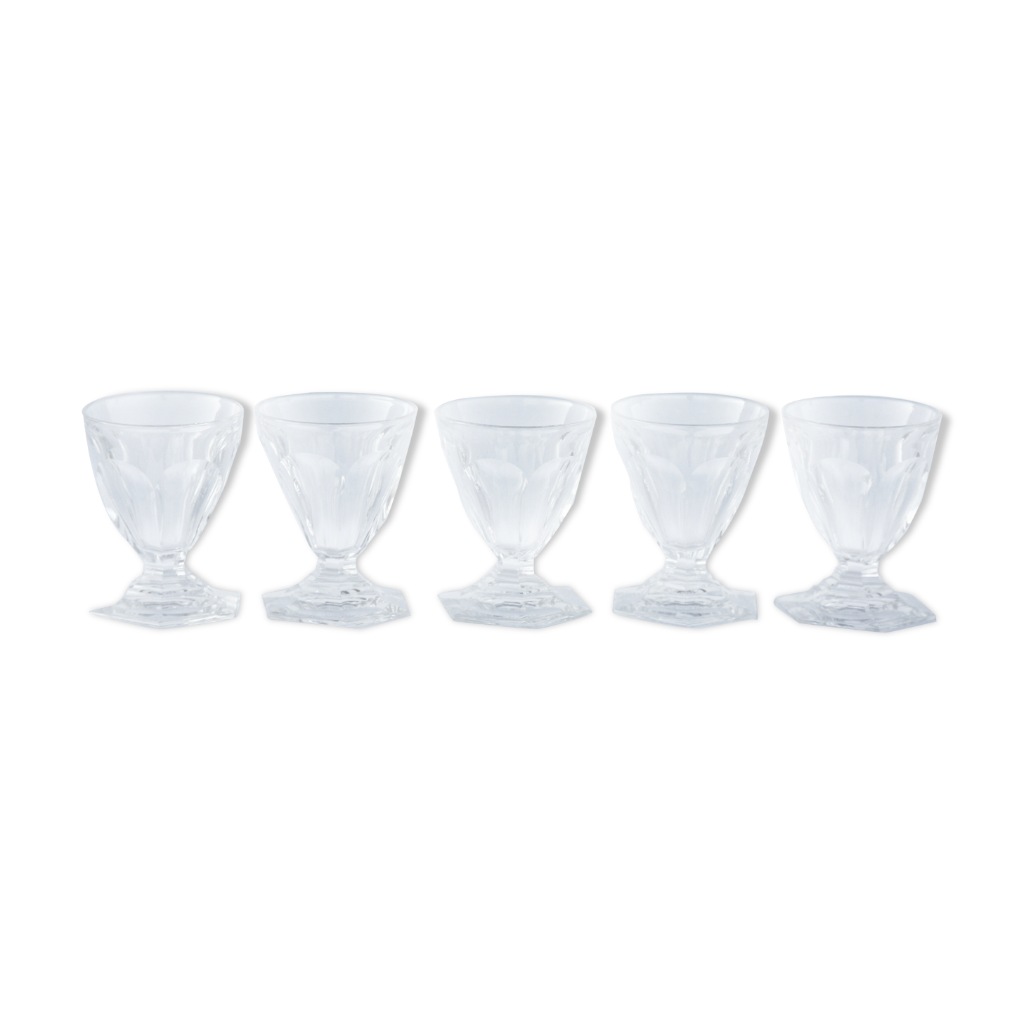 Series of 5 baccarat bourbon-style crystal port glasses