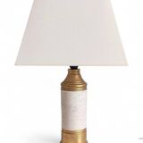 Bitossi Ceramic Table Lamp by Aldo Londi, Gold/Cream, Italy, 1970s