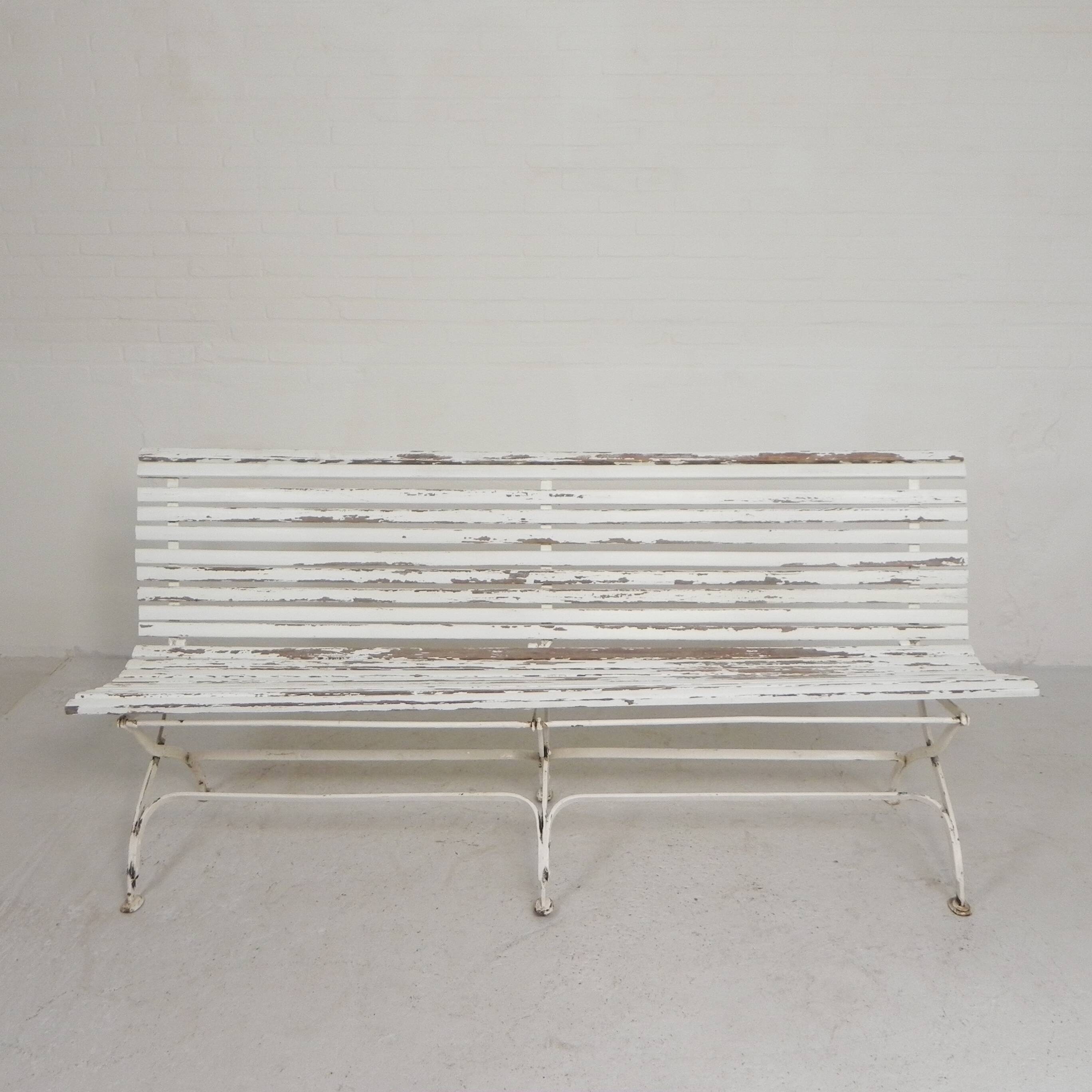Garden bench, slatted bench, folding, 2 metres long, 1930s.