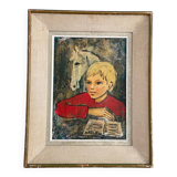 Painting, portrait of a child signed Nadi Ken
