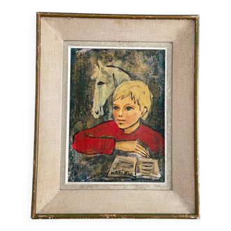 Painting, portrait of a child signed Nadi Ken