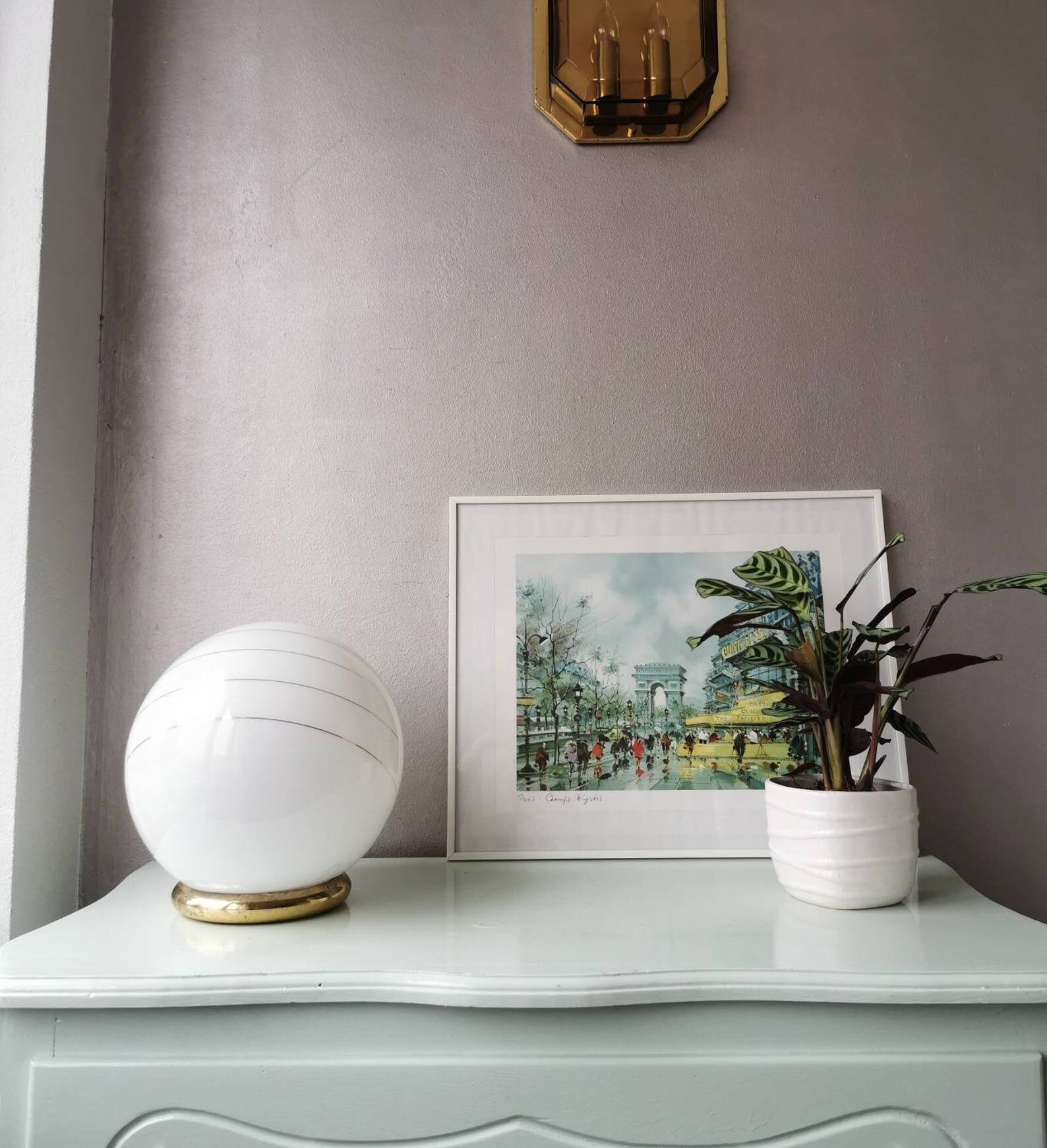 Vintage glass globe lamp 1980