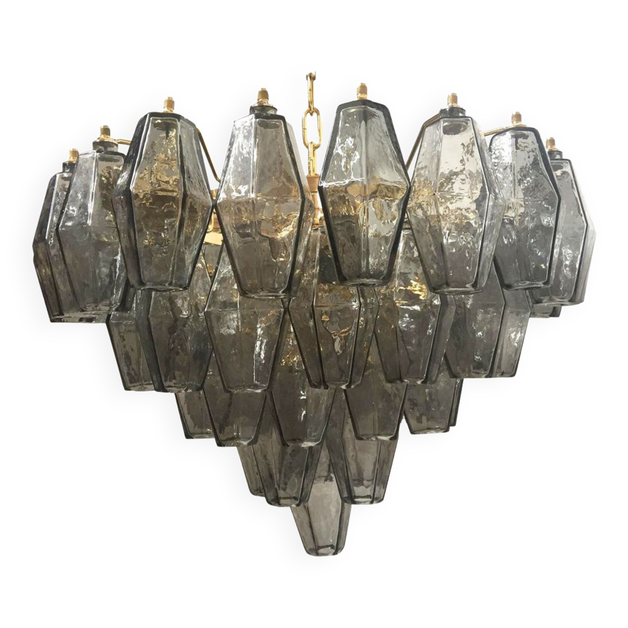 Grey”poliedri” murano glass chandelier d55
