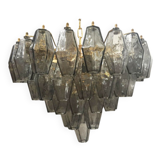 Grey”poliedri” murano glass chandelier d55