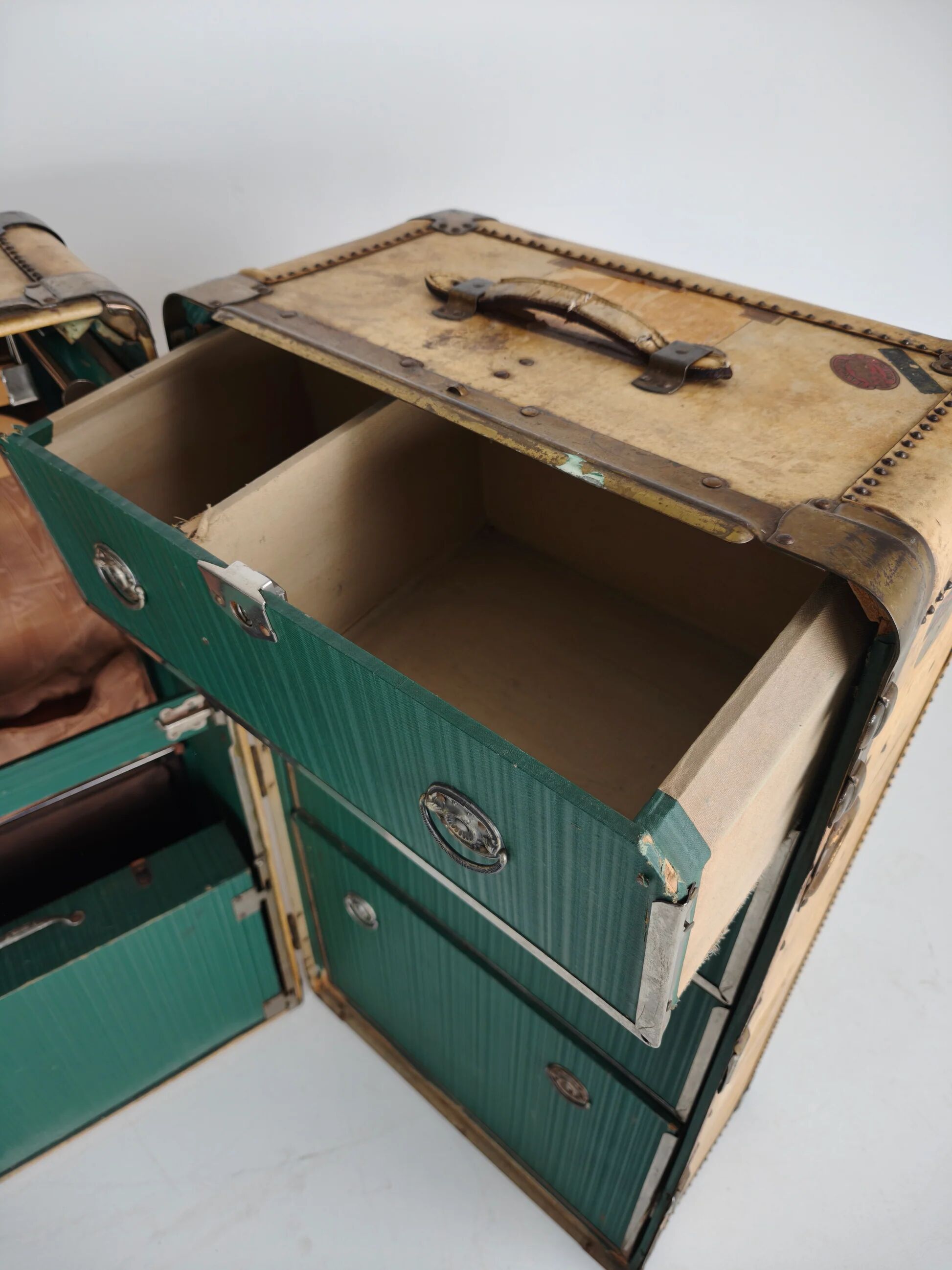 1930s wardrobe steamer trunk by Hartmann – goat skin chest
