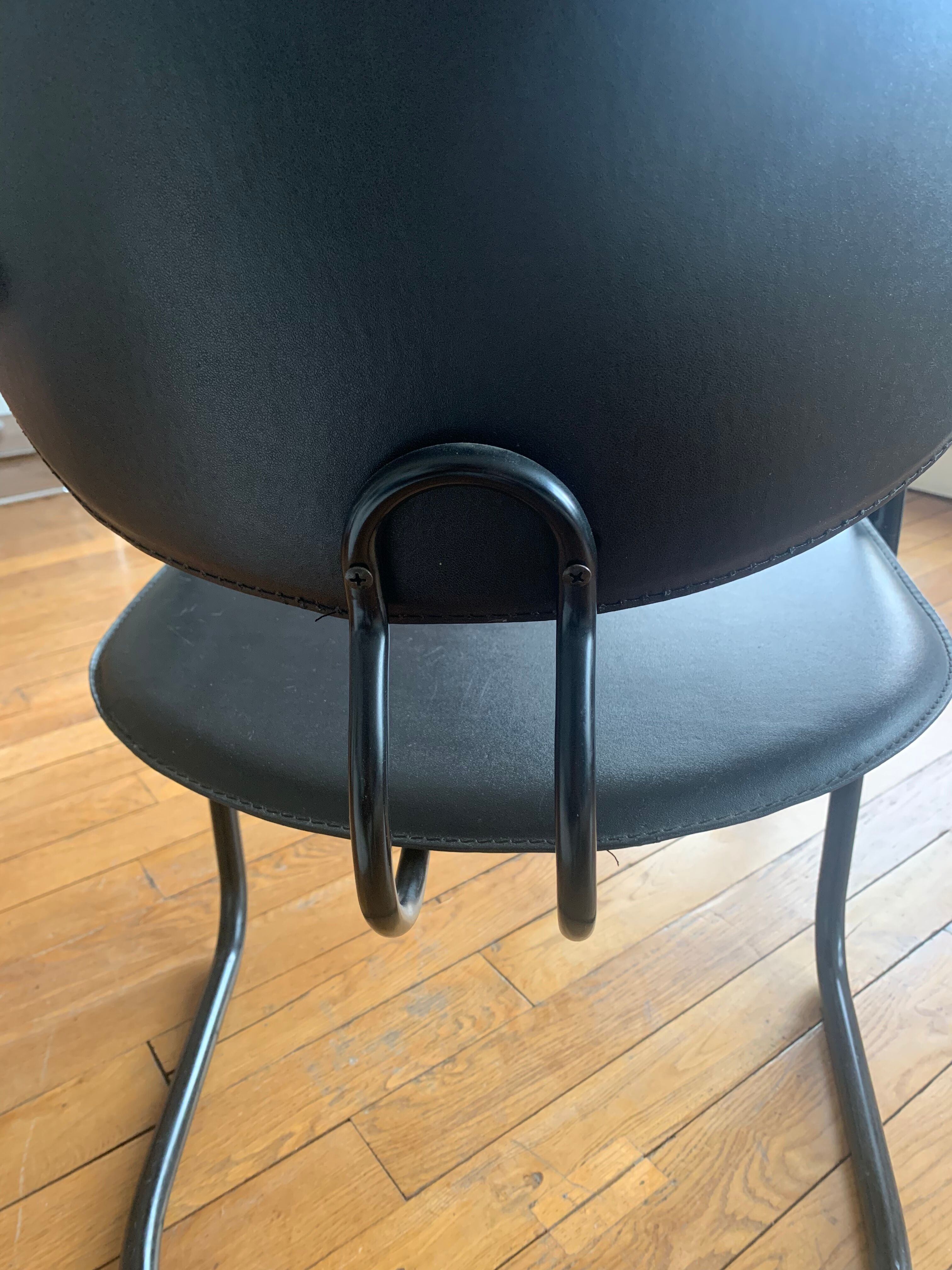 Armchair in black aluminum and leather by Effezeta, 1970