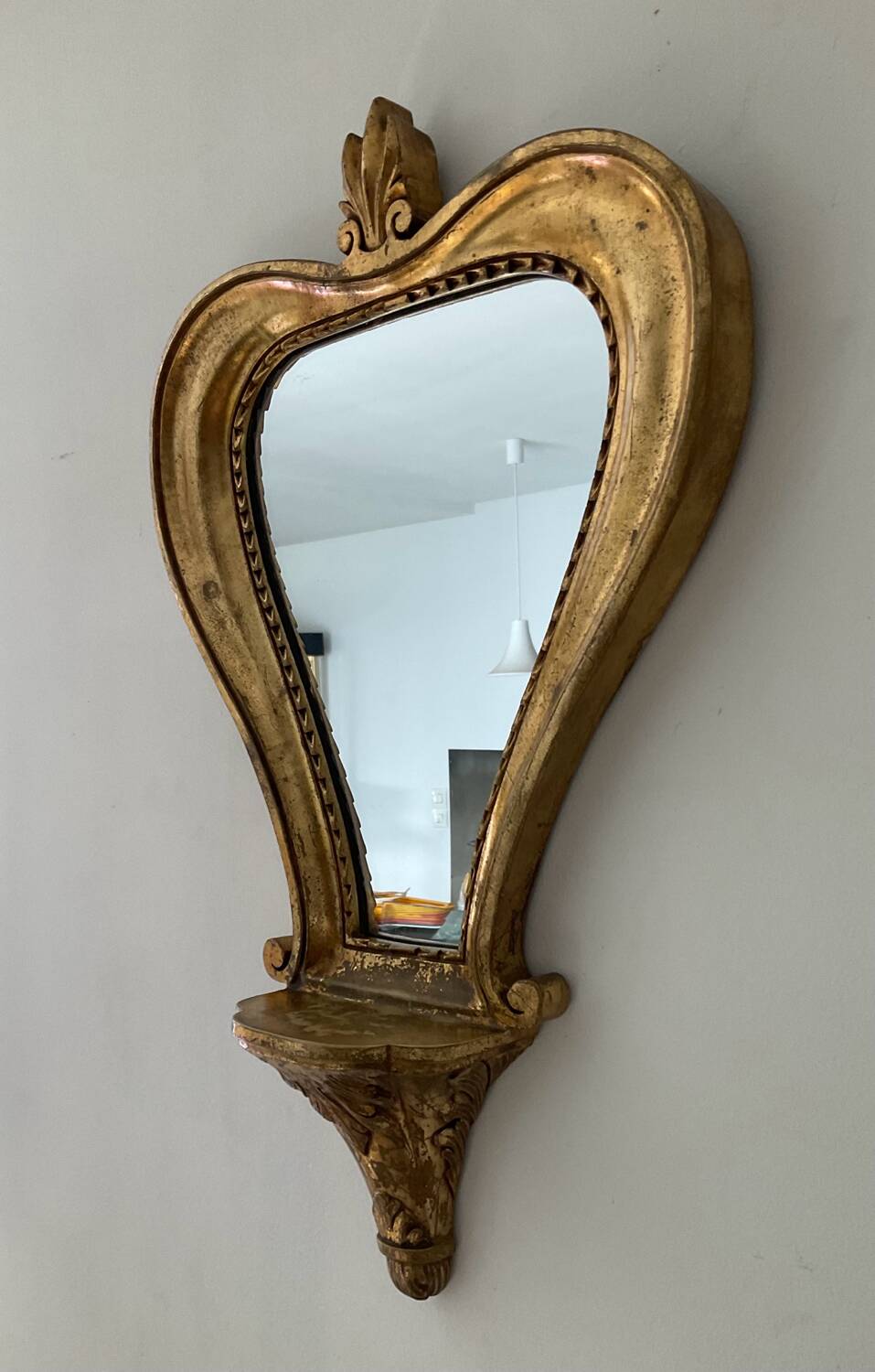 Miroir doré vintage avec selette