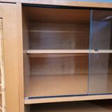 Armoire commode bois et rotin 1960