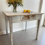 Old farmhouse table in weathered wood
