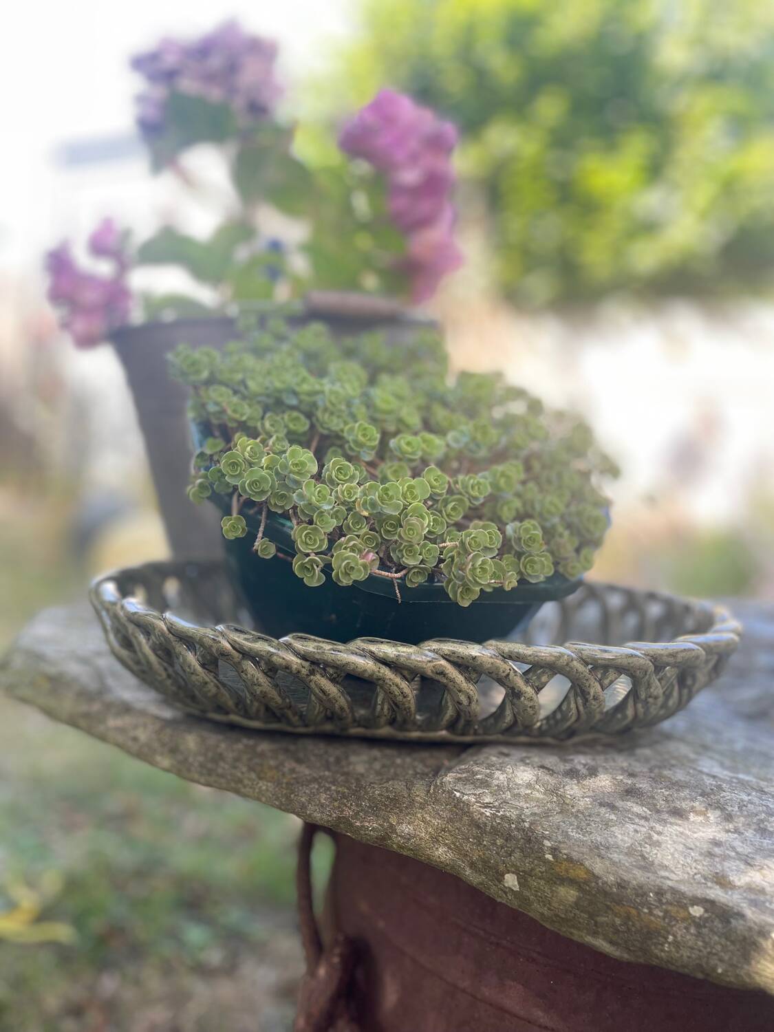 Woven ceramic basket