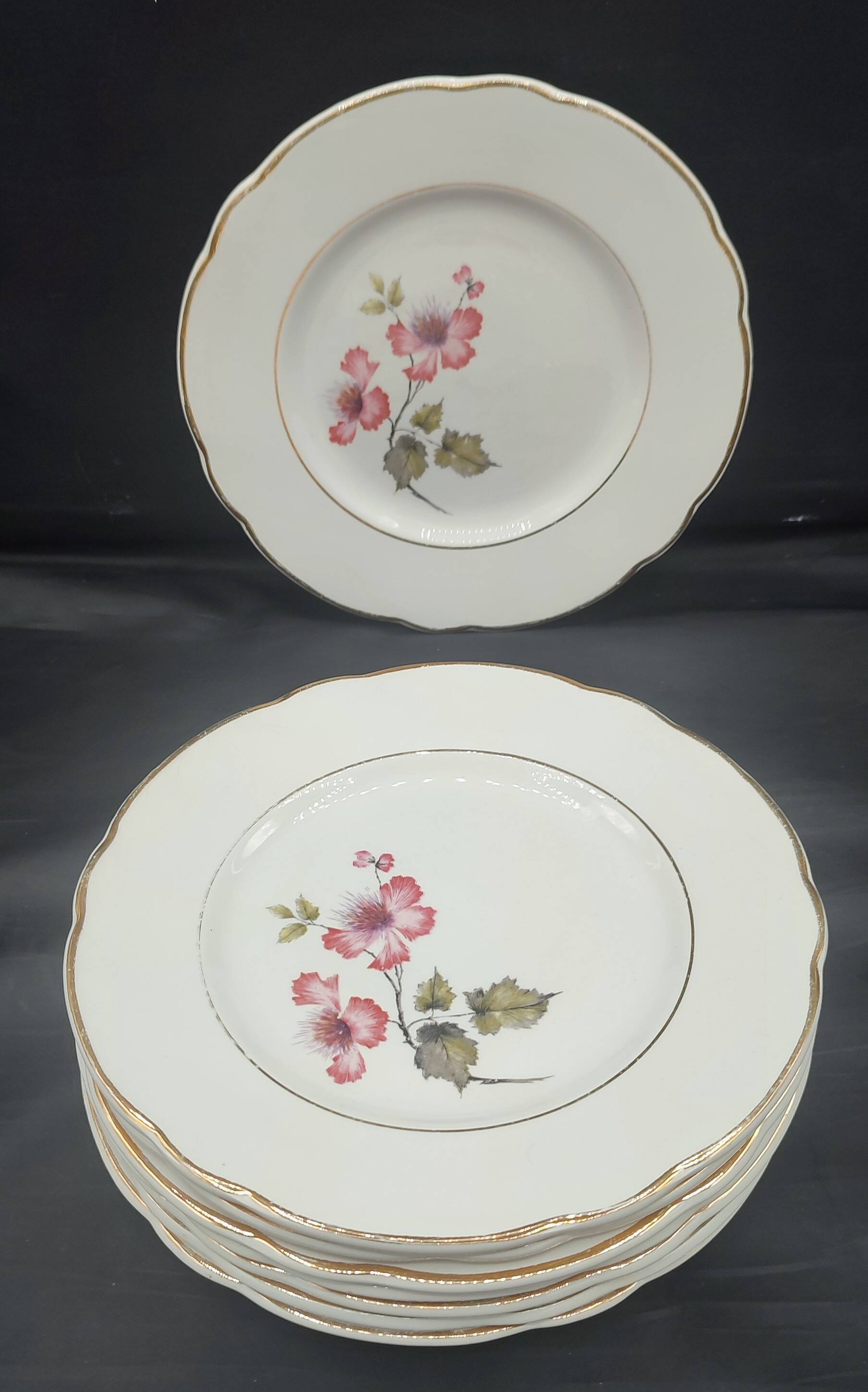 Set of 8 antique Lunéville-Badonviller plates Model "Madrigal"