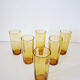 6 amber glass water glasses 1960