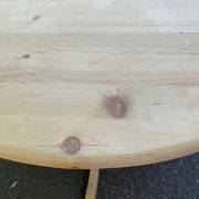 Table à manger ronde extensible pied central rénovée en bois massif 200cm