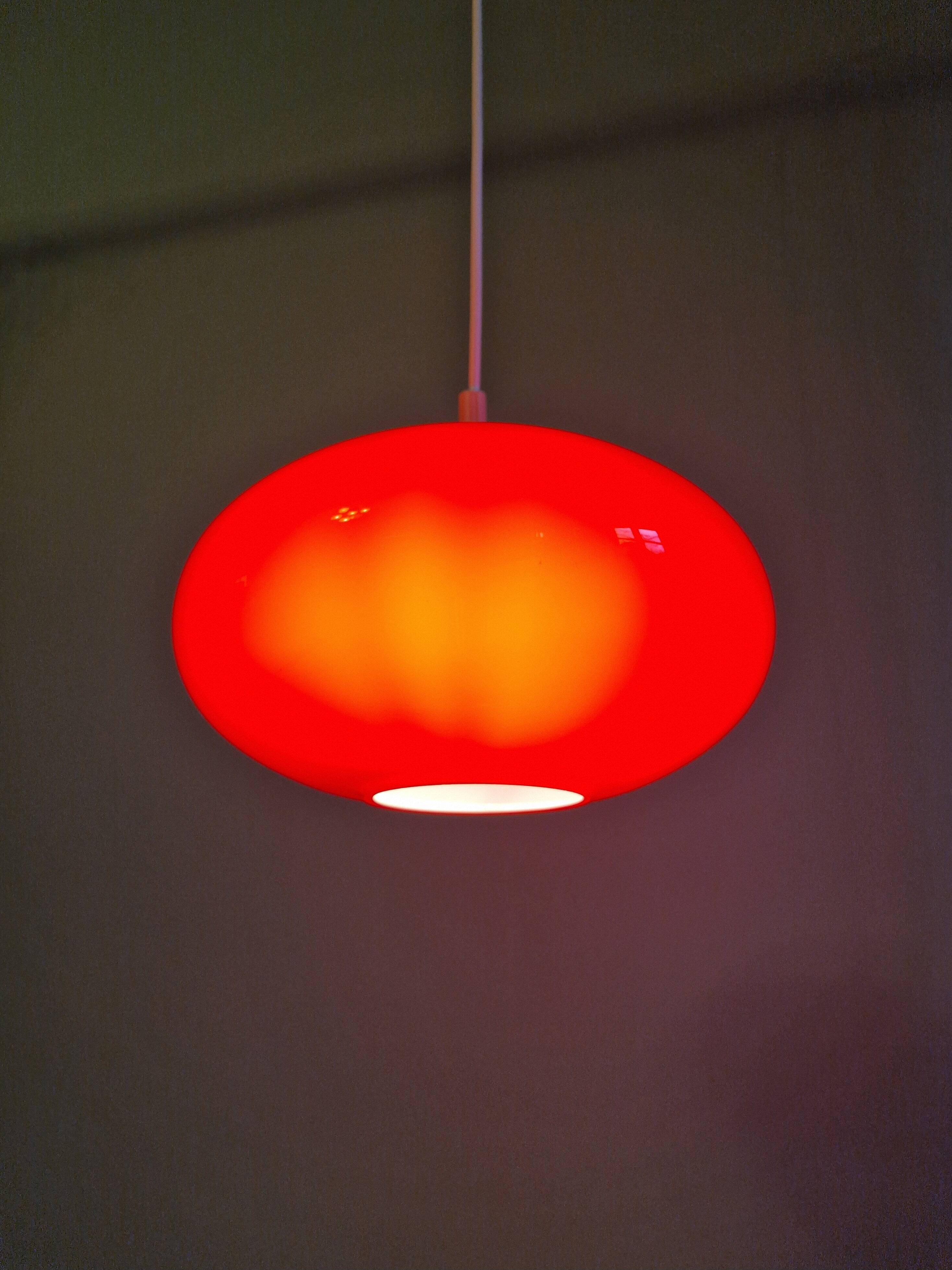 Vintage suspension in red opaline, 1960s-70s.