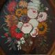 Ancient table vase with Medici flowers on a marble table, French school.