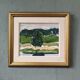 « Green Grove » peinture à l’huile de paysage suédoise vintage, encadrée
