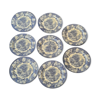 8 assiettes plates faience anglaise Wood and Sons