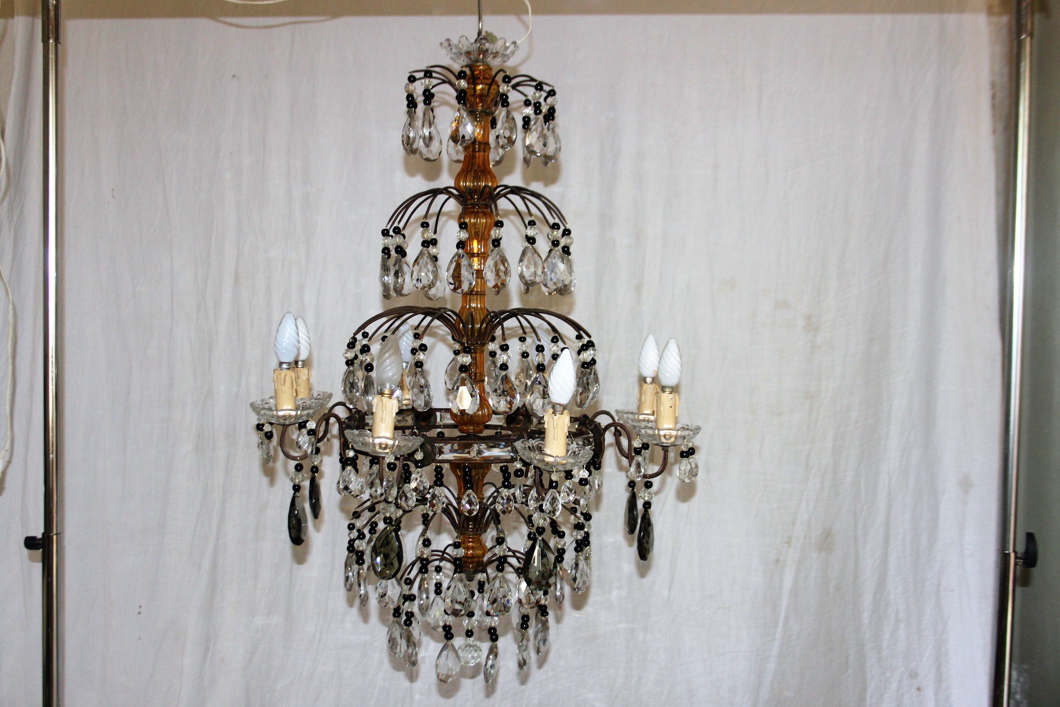 Chandelier with pendants 8 light arms