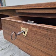 Louis XVI style minister's desk in solid walnut, 4 drawers, old manufacture