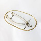 Table basse Italo Valenti en laiton et fausses défenses d'éléphant années 1970 en verre doré