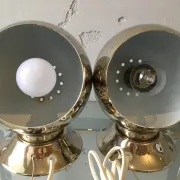 Pair of Abo Randers Eye Ball table lamps, brass-plated, Denmark, 1970s