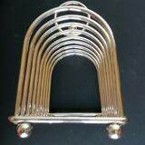 Foie gras serving tray and silver metal toast display