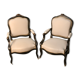 Pair of Convertible Armchairs Louis XV Style Pear Blackened Napoleon III
