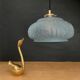 Vintage art deco lampshade pendant lamp in blue frosted glass